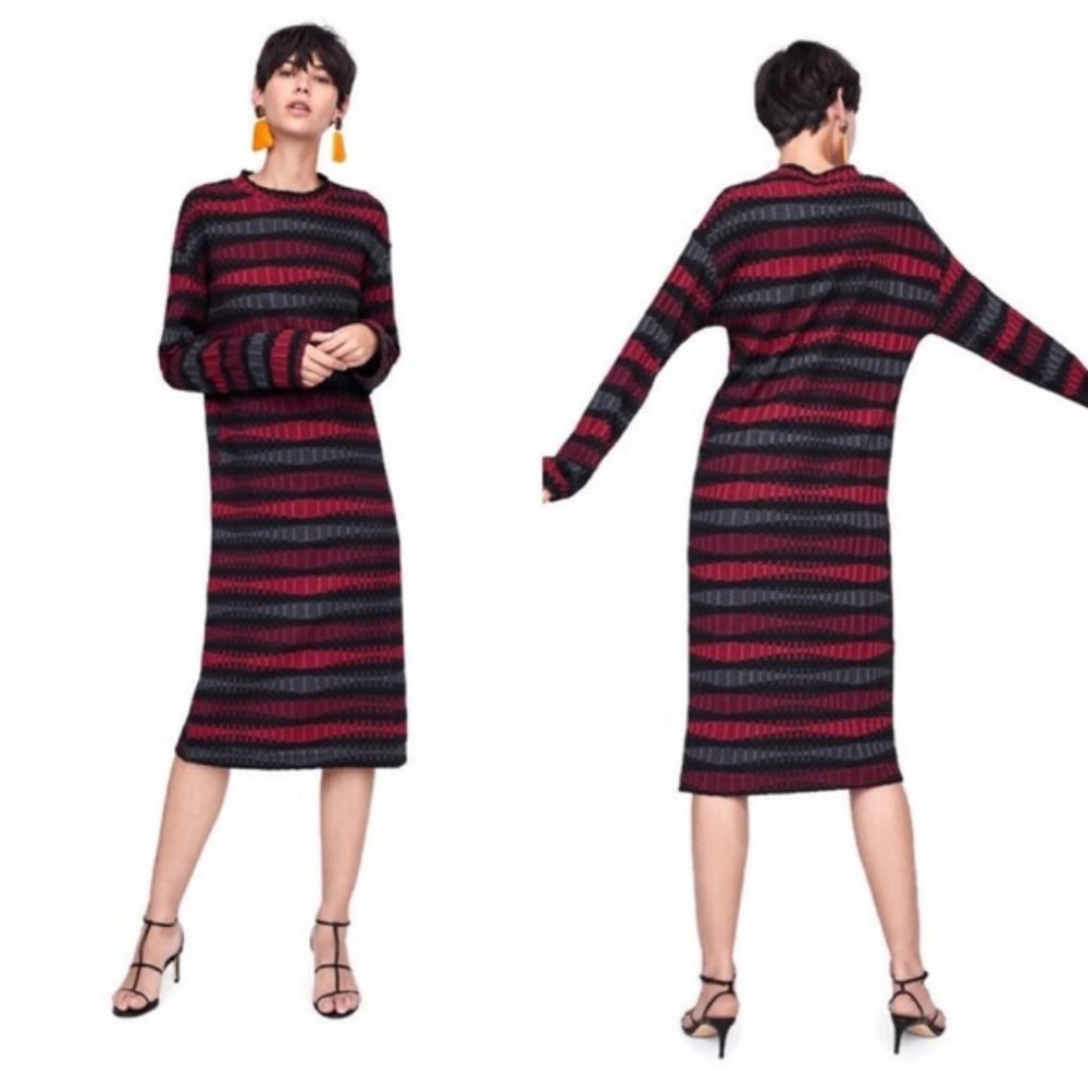 NWT Zara Multicolored Jacquard Dress - L/XL